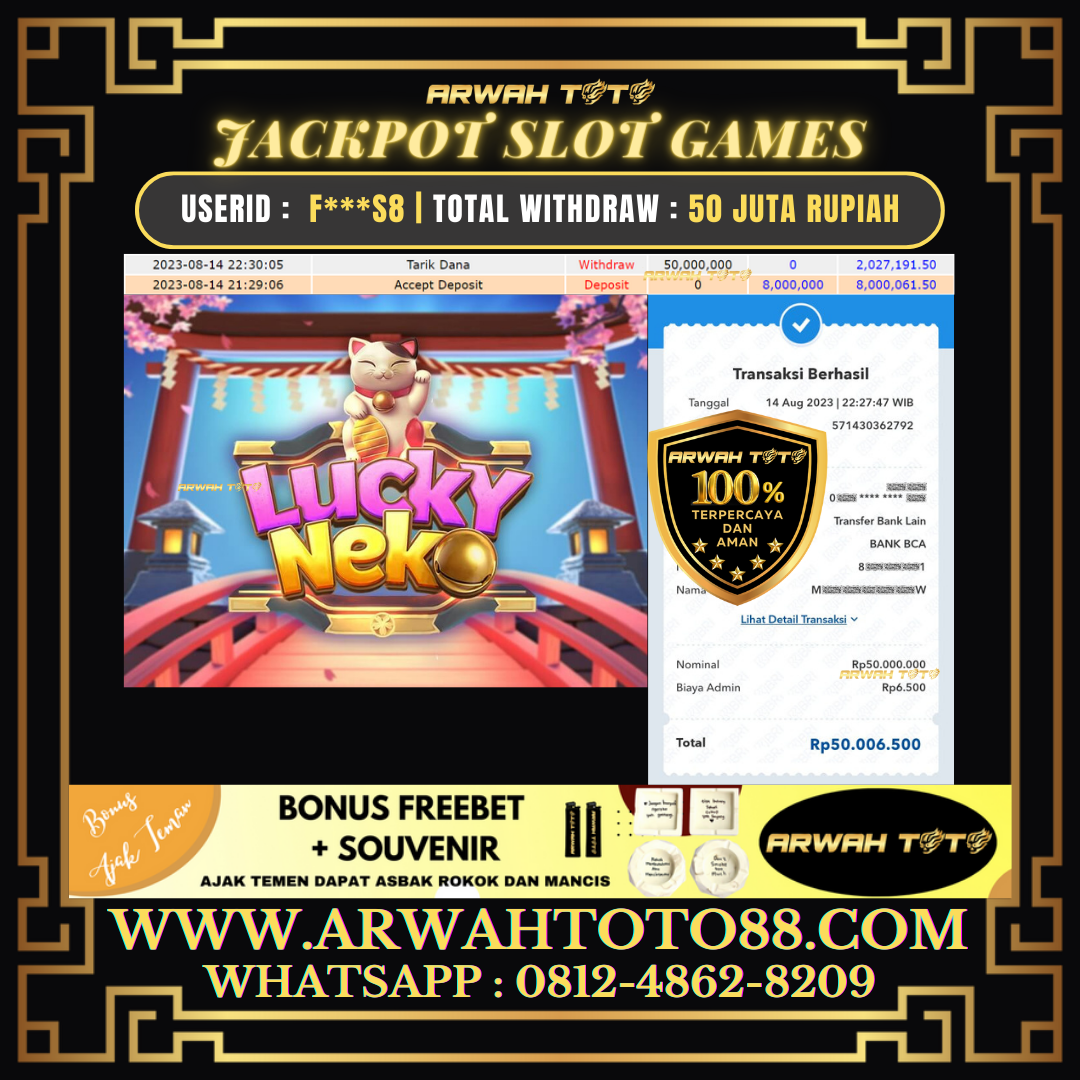ARWAH TOTO JP DIBAYAR LUNAS Jackpot SLOT Withdraw Berhasil Rp 50.000.000