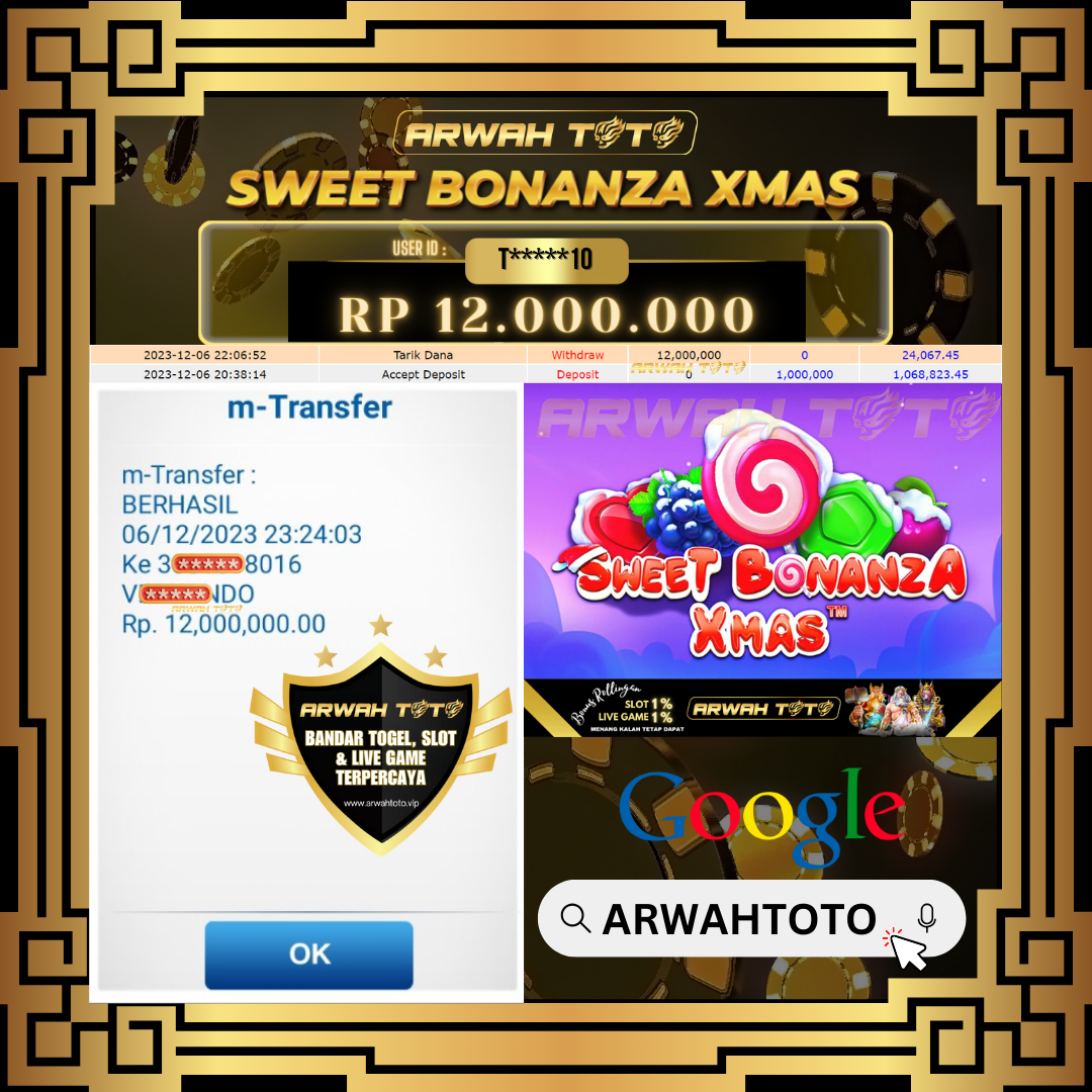 ARWAH TOTO JP DIBAYAR LUNAS Jackpot SLOT GAMES Withdraw Berhasil Rp 12.000.000