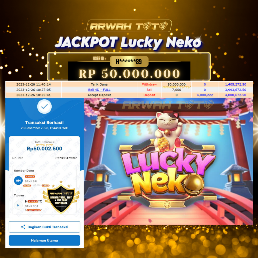 ARWAH TOTO JP DIBAYAR LUNAS Jackpot SLOT GAMES Withdraw Berhasil Rp 50.000.000