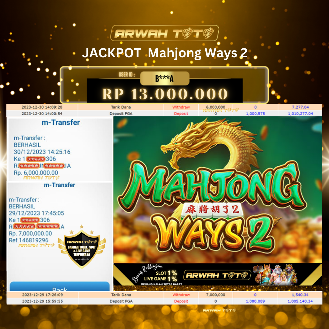 ARWAH TOTO JP DIBAYAR LUNAS Jackpot SLOT GAMES Withdraw Berhasil Rp 13.000.000