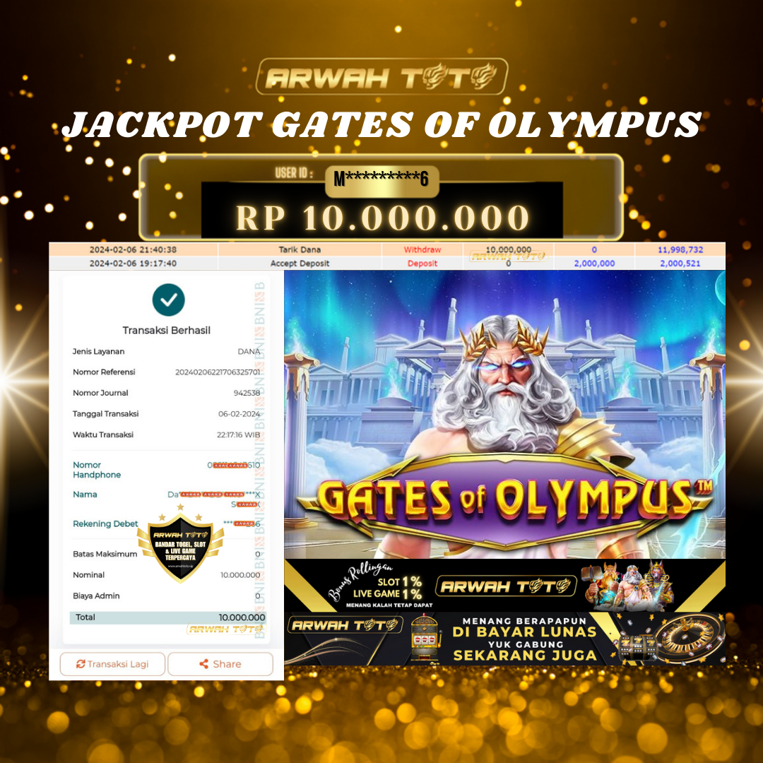 ARWAH TOTO JP DIBAYAR LUNAS Jackpot SLOT GAMES Withdraw Berhasil Rp 10.000.000