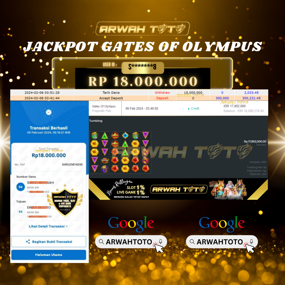ARWAH TOTO JP DIBAYAR LUNAS Jackpot SLOT GAMES Withdraw Berhasil Rp 18.000.000