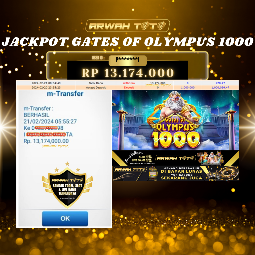 ARWAH TOTO JP DIBAYAR LUNAS Jackpot SLOT GAMES Withdraw Berhasil Rp 13.174.000