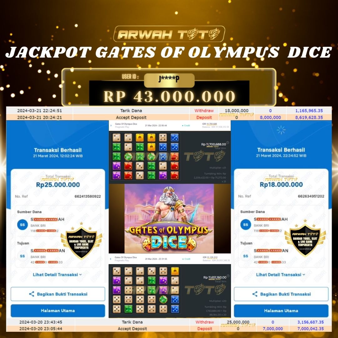 ARWAH TOTO JP DIBAYAR LUNAS Jackpot SLOT GAMES Withdraw Berhasil Rp 43.000.000