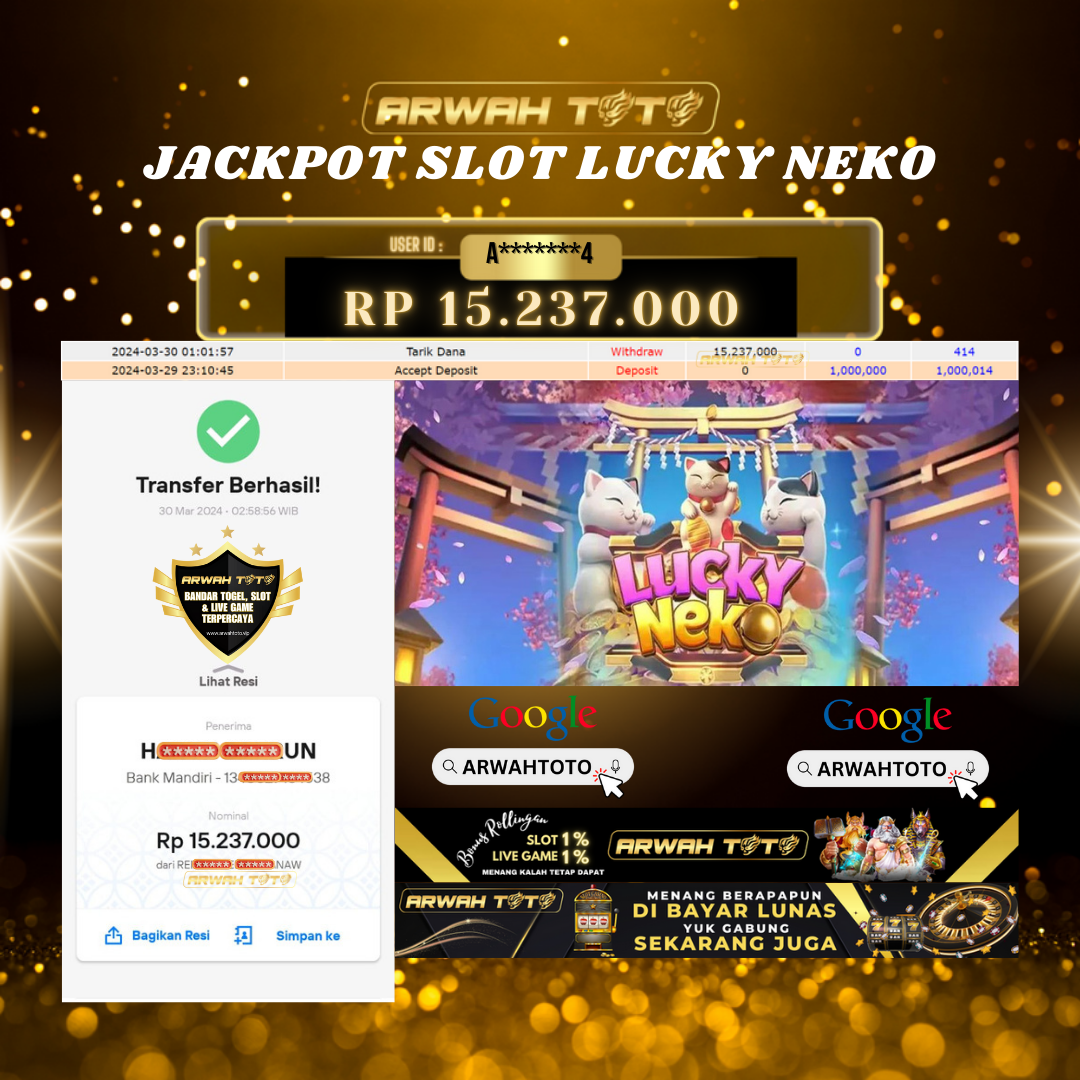 ARWAH TOTO JP DIBAYAR LUNAS Jackpot SLOT GAMES Withdraw Berhasil Rp 15.237.000