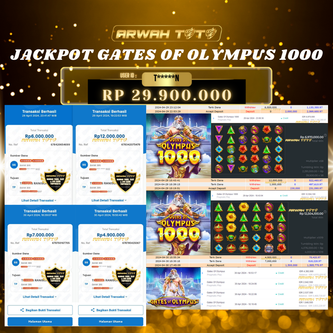 ARWAH TOTO JP DIBAYAR LUNAS Jackpot SLOT GAMES Withdraw Berhasil Rp 29.900.000