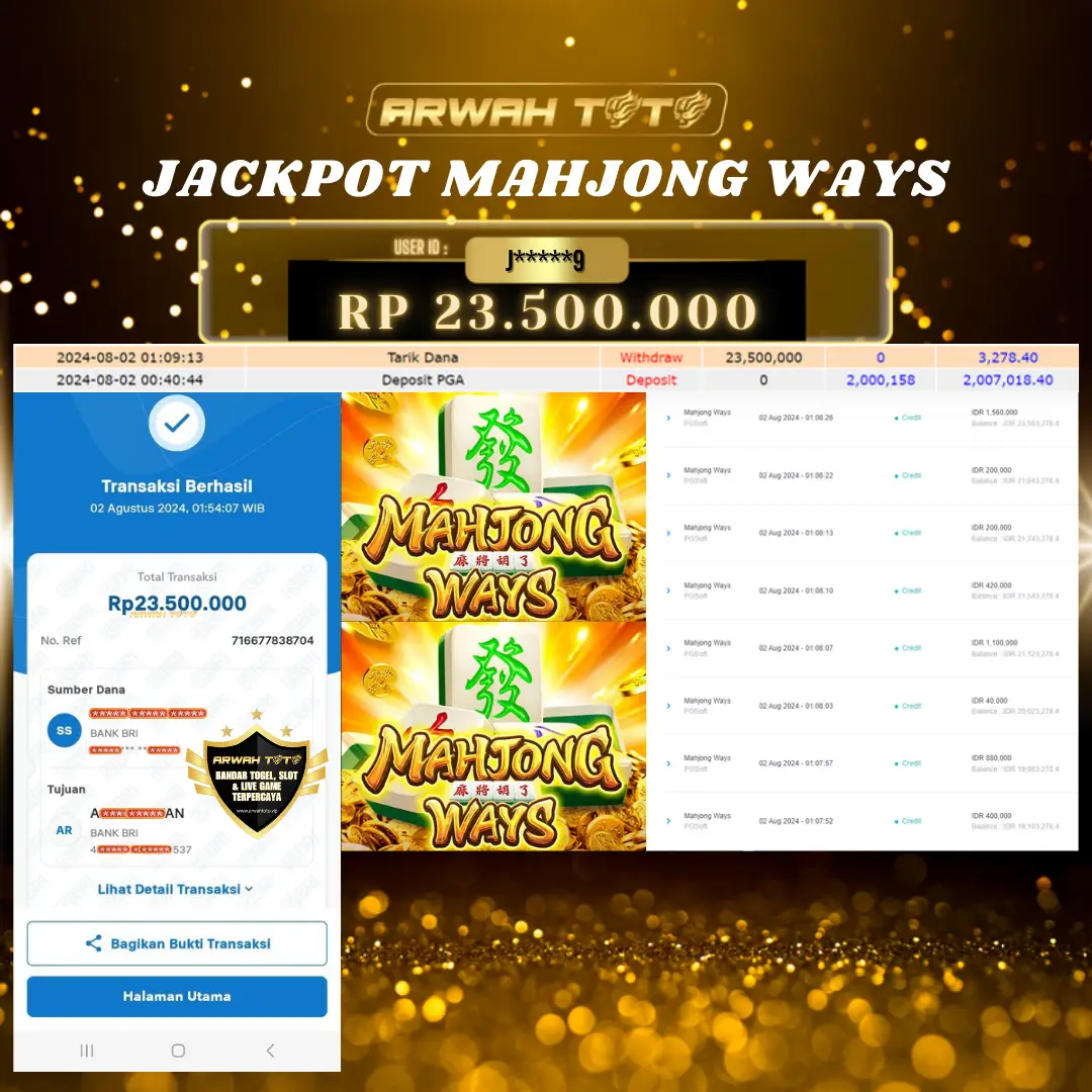 ARWAH TOTO JP DIBAYAR LUNAS Jackpot SLOT GAMES Withdraw Berhasil Rp 23.500.000