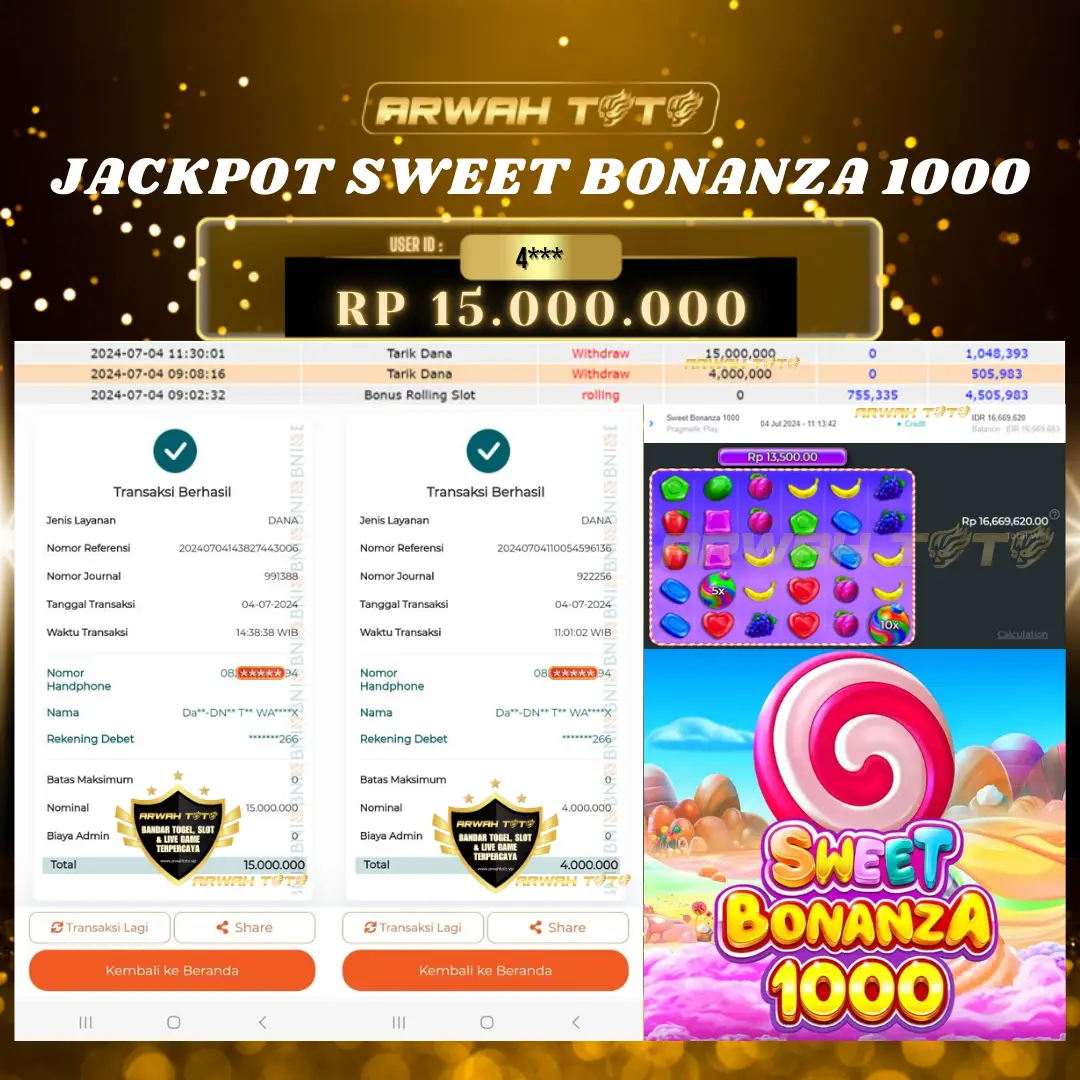 ARWAH TOTO JP DIBAYAR LUNAS Jackpot SLOT GAMES Withdraw Berhasil Rp 15.000.000