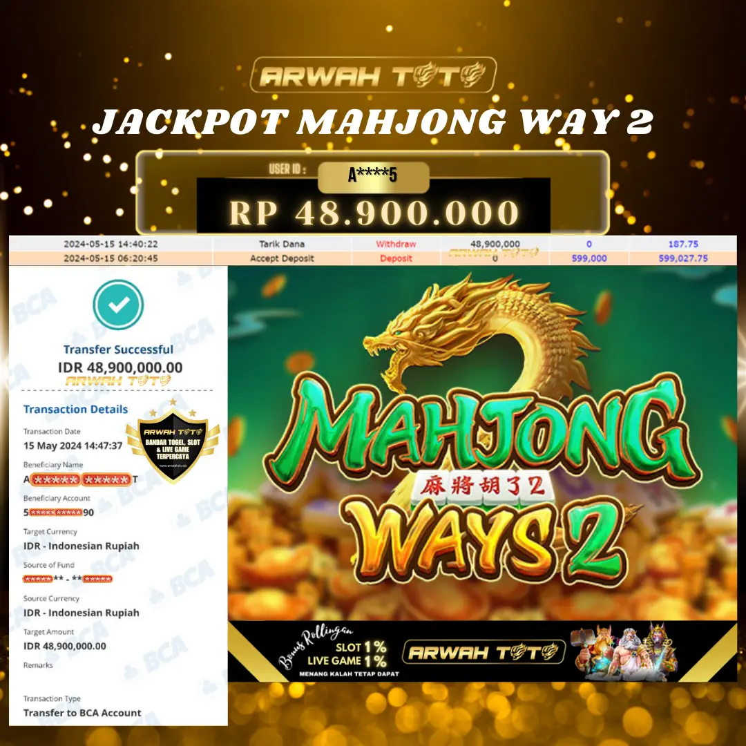 ARWAH TOTO JP DIBAYAR LUNAS Jackpot SLOT GAMES Withdraw Berhasil Rp 48.900.000