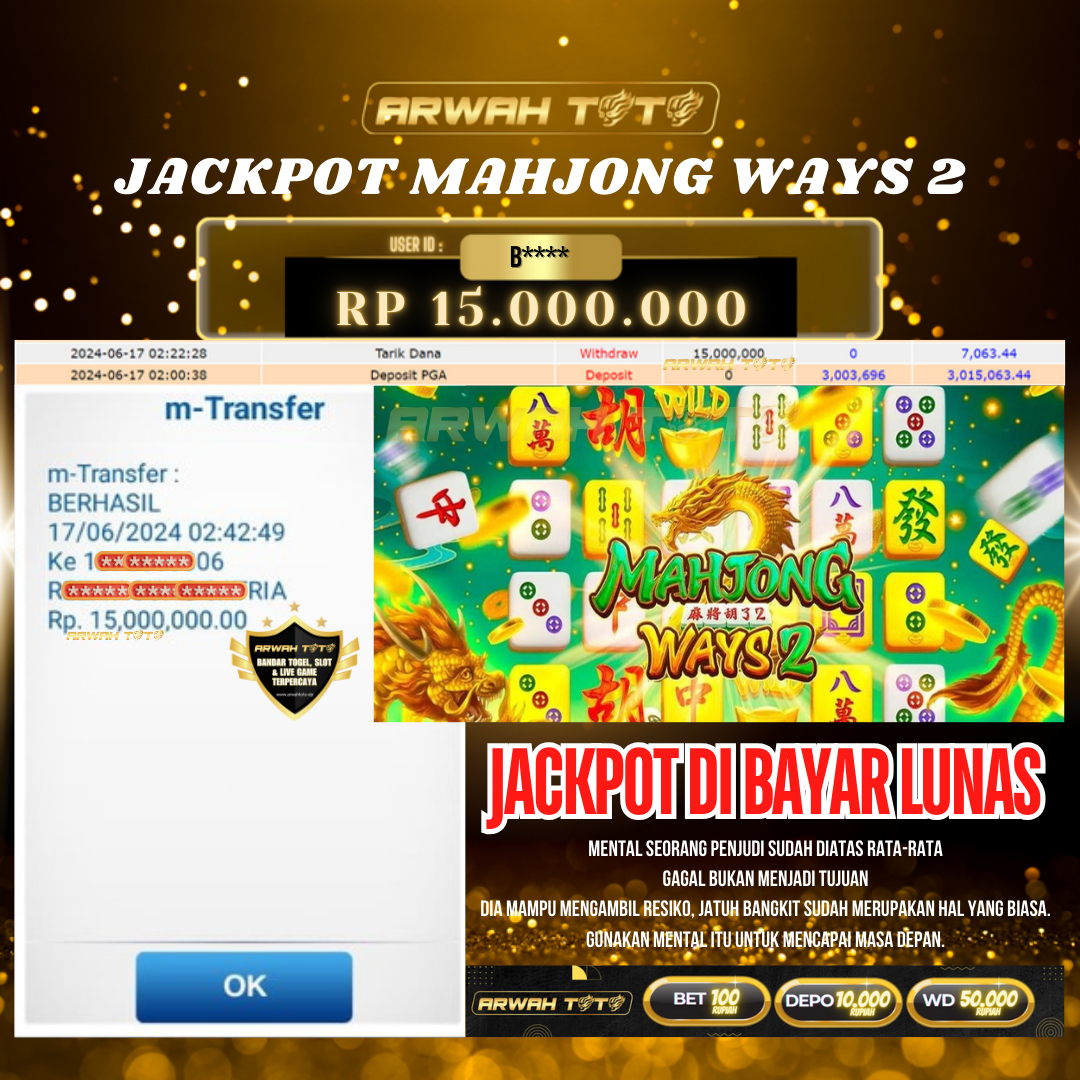 ARWAH TOTO JP DIBAYAR LUNAS Jackpot SLOT GAMES Withdraw Berhasil Rp 15.000.000