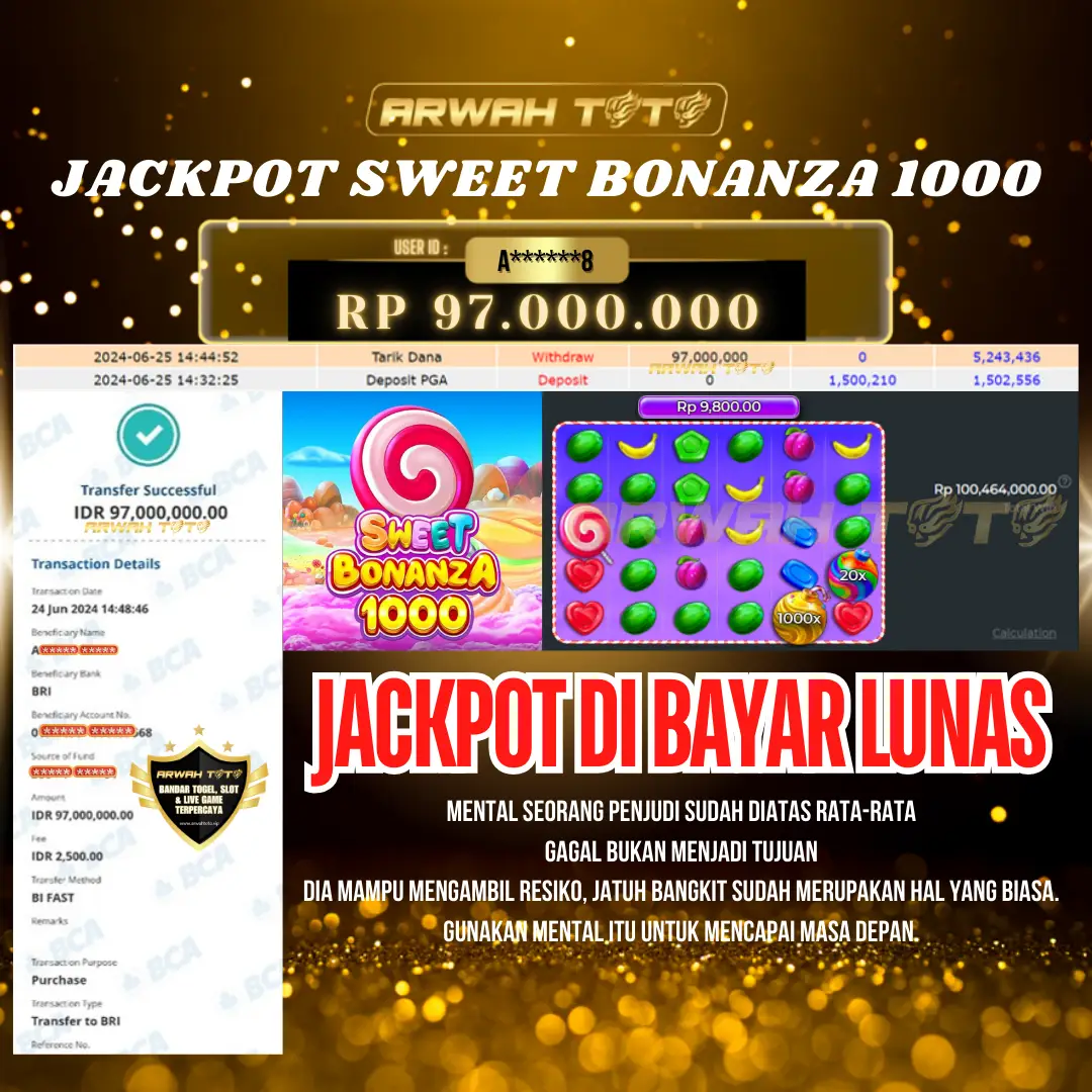 ARWAH TOTO JP DIBAYAR LUNAS Jackpot SLOT GAMES Withdraw Berhasil Rp 97.000.000