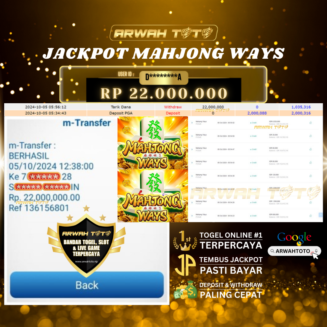 ARWAH TOTO JP DIBAYAR LUNAS Jackpot SLOT GAMES Withdraw Berhasil Rp 22.000.000