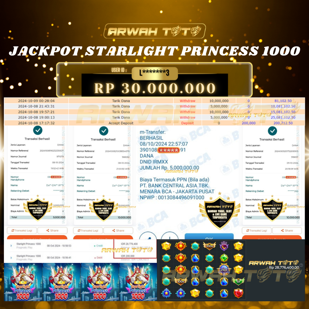 ARWAH TOTO JP DIBAYAR LUNAS Jackpot SLOT GAMES Withdraw Berhasil Rp 30.000.000