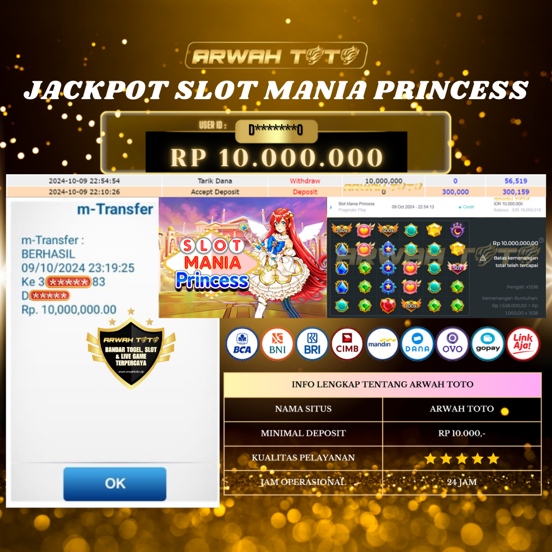 ARWAH TOTO JP DIBAYAR LUNAS Jackpot SLOT GAMES Withdraw Berhasil Rp 10.000.000