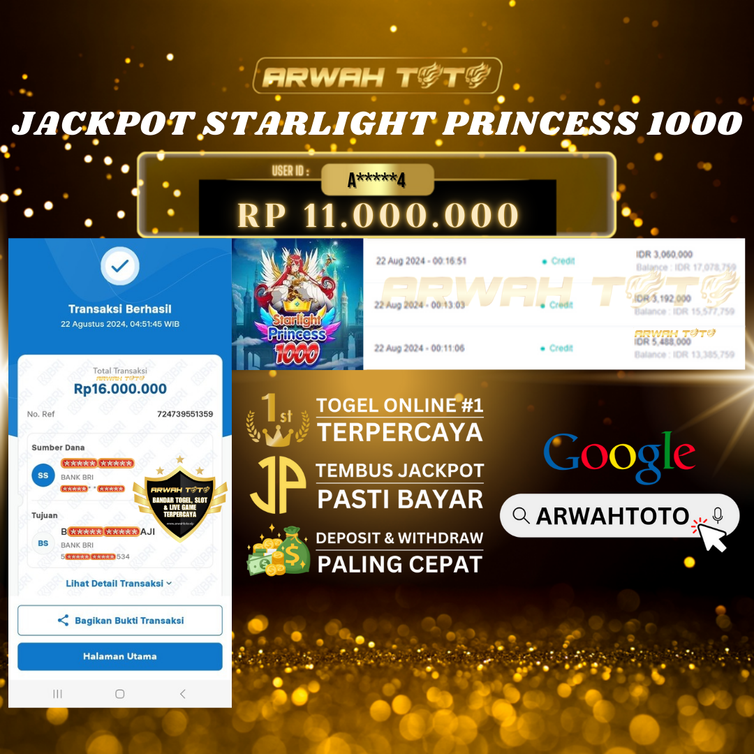 ARWAH TOTO JP DIBAYAR LUNAS Jackpot SLOT GAMES Withdraw Berhasil Rp 16.000.000