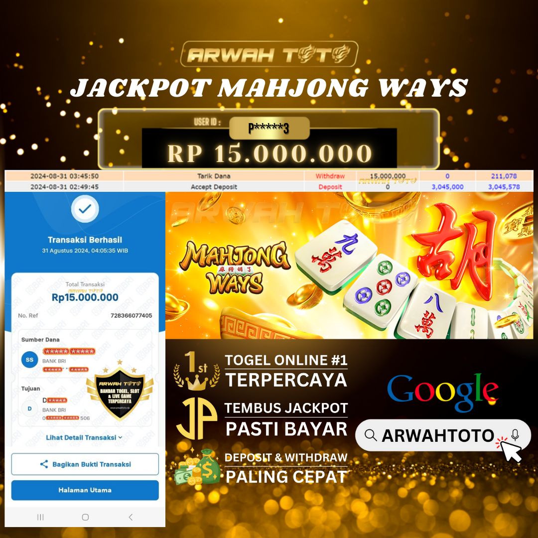 ARWAH TOTO JP DIBAYAR LUNAS Jackpot SLOT GAMES Withdraw Berhasil Rp 15.000.000